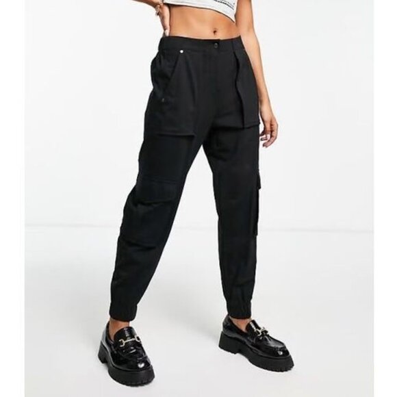 All Saints Pants - ALL SAINTS FREDA CARGO JOGGERS PANTS STRETCH JERSEY KNIT UTILITY ATHLEISURE sz 2